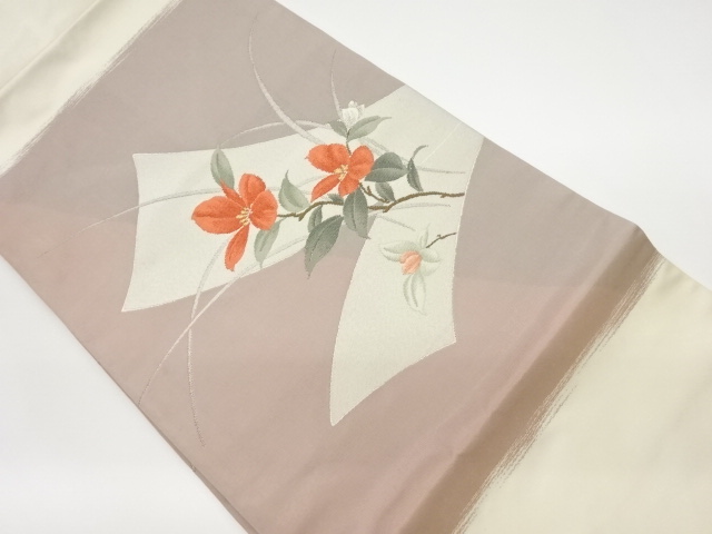 リサイクル　花葉模様織出し名古屋帯